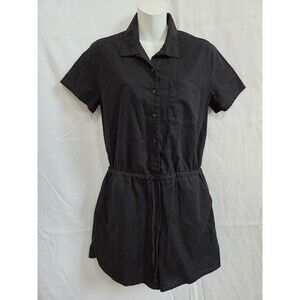 Victoria's Secret Black S Romper Collared Linen Cotton Bathing Suit Coverup